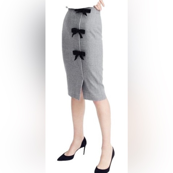 J. Crew Dresses & Skirts - J. Crew Gray Pencil Skirt with Black Bows 4